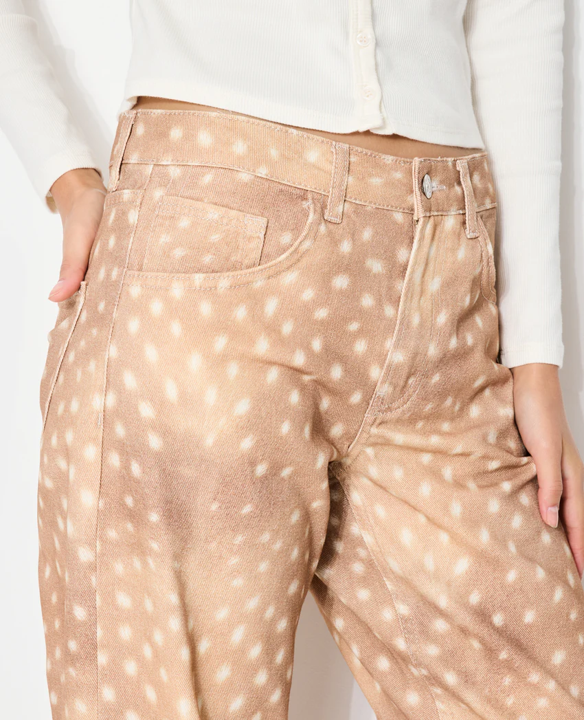 Pimkie Jean droit avec grand revers motif faon