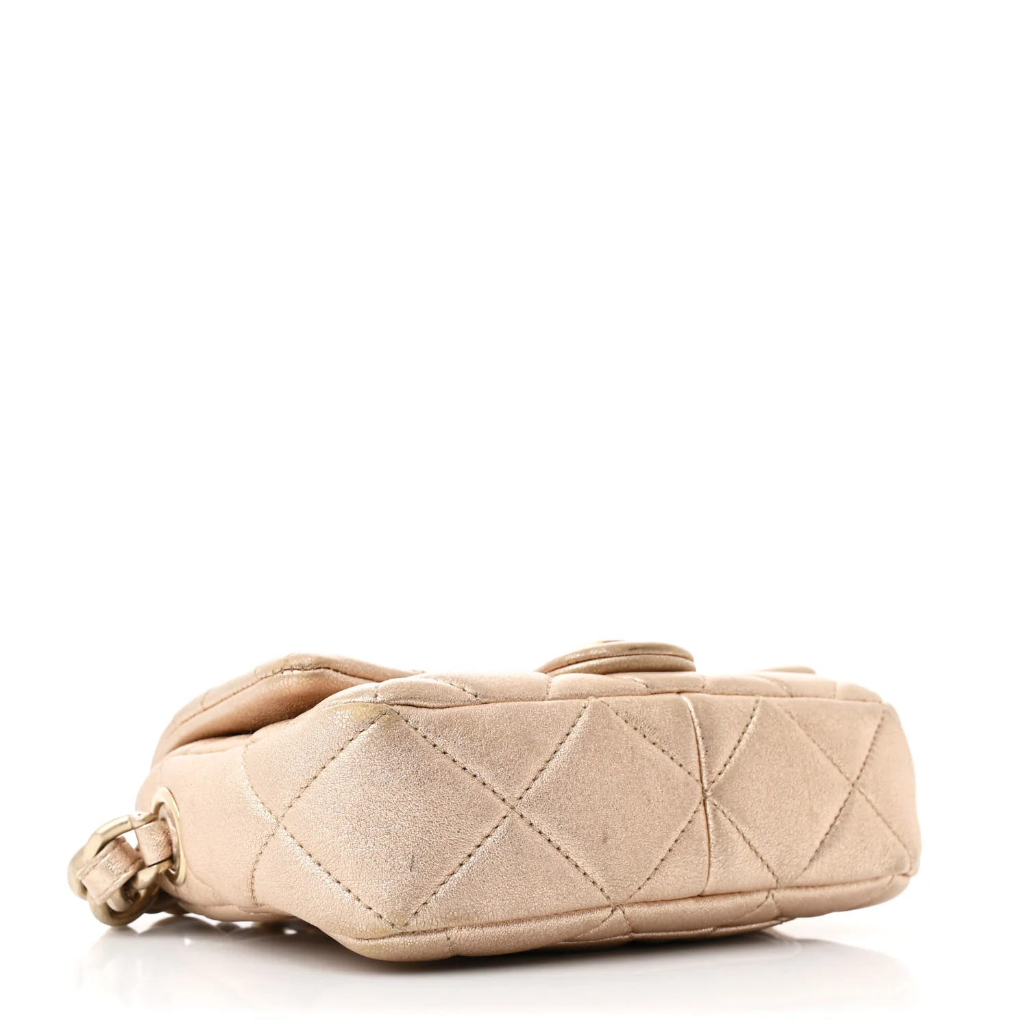 Metallic Lambskin Quilted Mini Lacquered Chain Flap Gold - Top Club