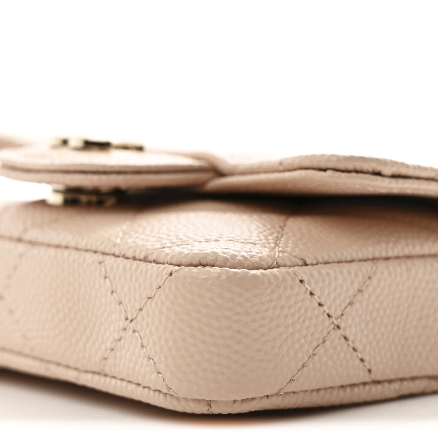 Caviar Quilted Mini Chain Belt Bag Light Beige - Top Club