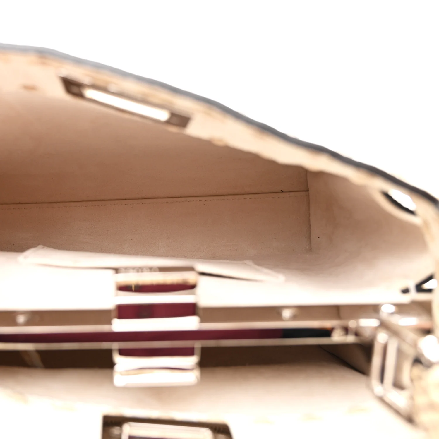 Cuoio Romano Snakeskin Selleria Mini Peekaboo Iconic Satchel White Stone - Top Club