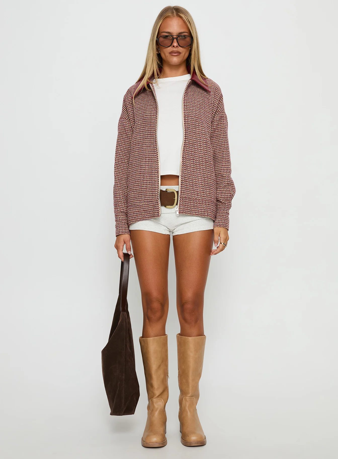 End Of The Day Collared Jacket Red Multi