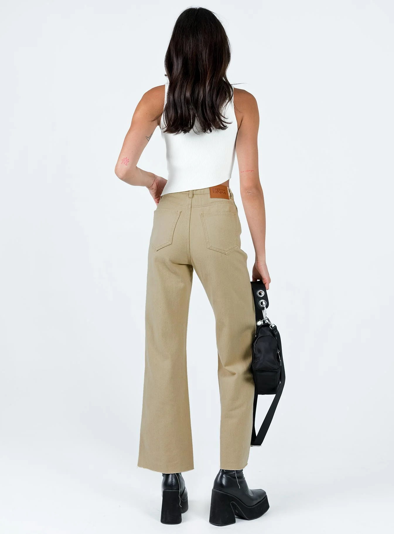 Arlington High Rise Straight Leg Denim Jeans Stone