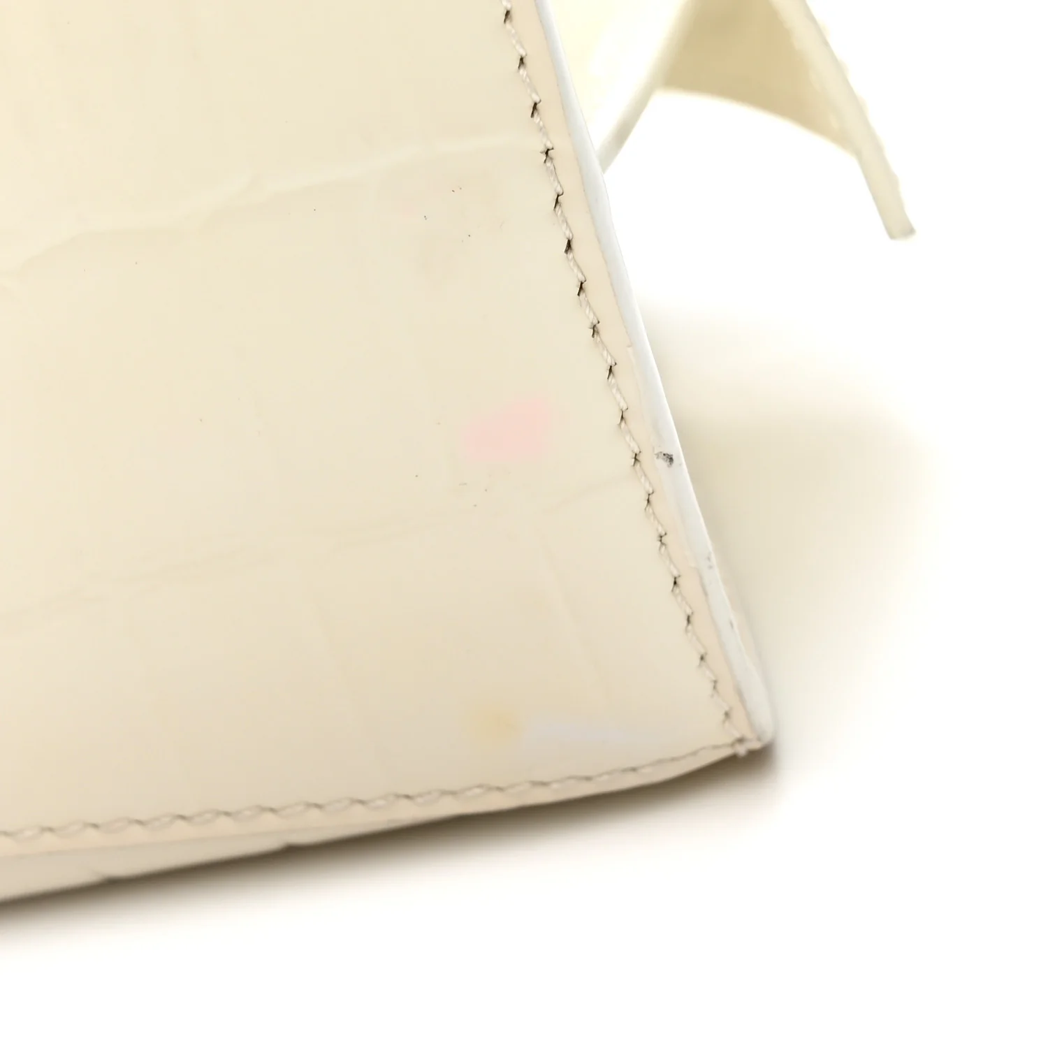 Semi Shiny Calfskin Crocodile Embossed Neo Classic Silver Hardware Mini City White - Top Club