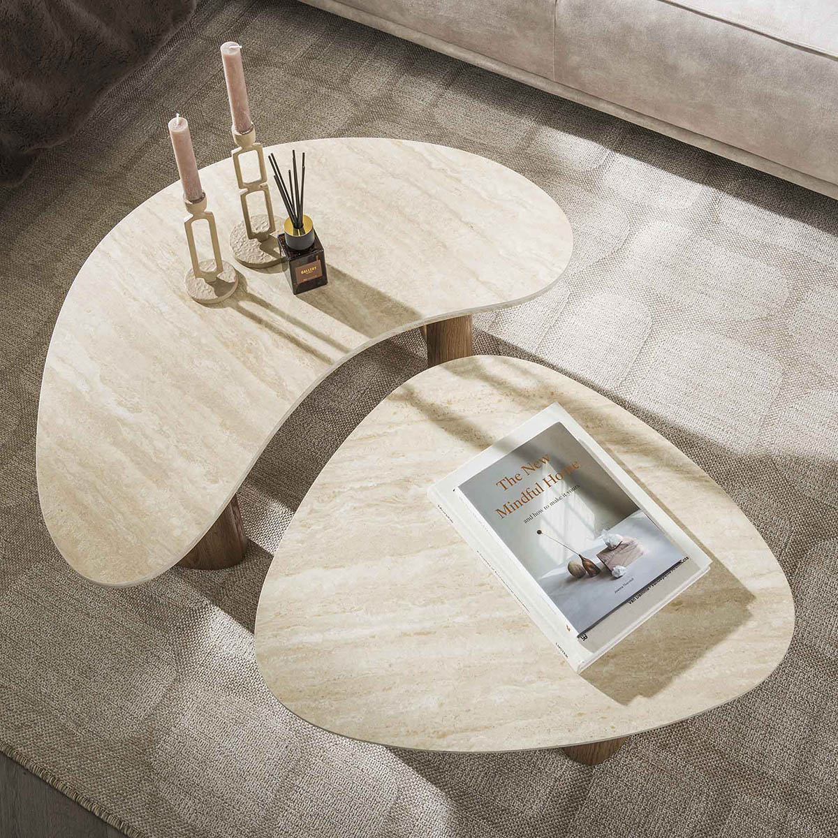 Salontafel Limestone Organisch Duo