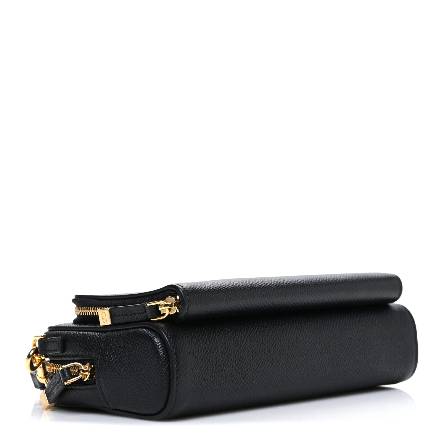 Grained Calfskin Caro Double Pouch Black - Top Club
