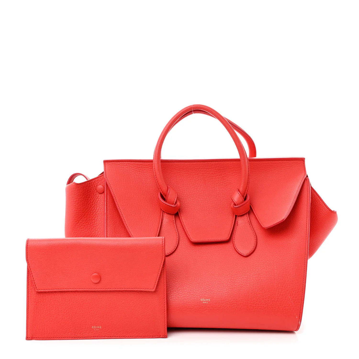 Crisped Calfskin Small Tie Knot Tote Vermillion - Top Club