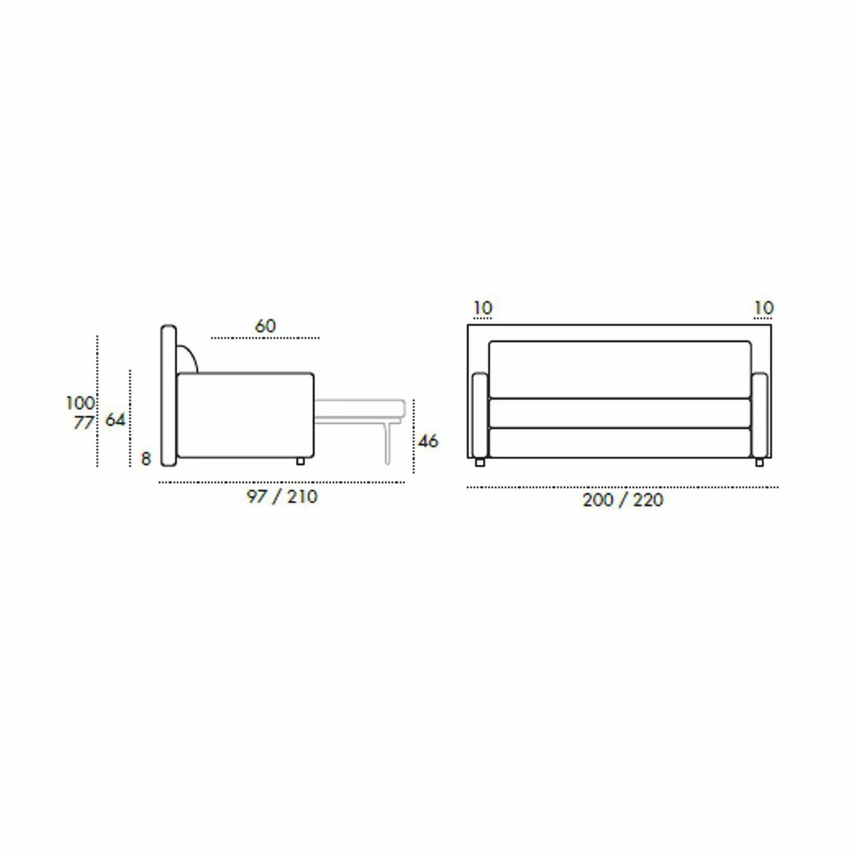 Luxury sofa bed gray 220 cm - fold-out living room sofa