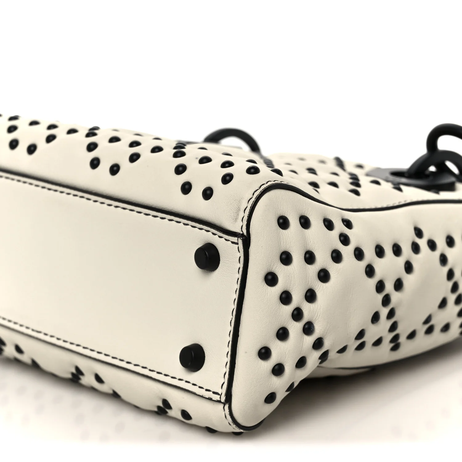 Ultra Matte Calfskin Studded Mini Supple Lady Dior White Black - Top Club