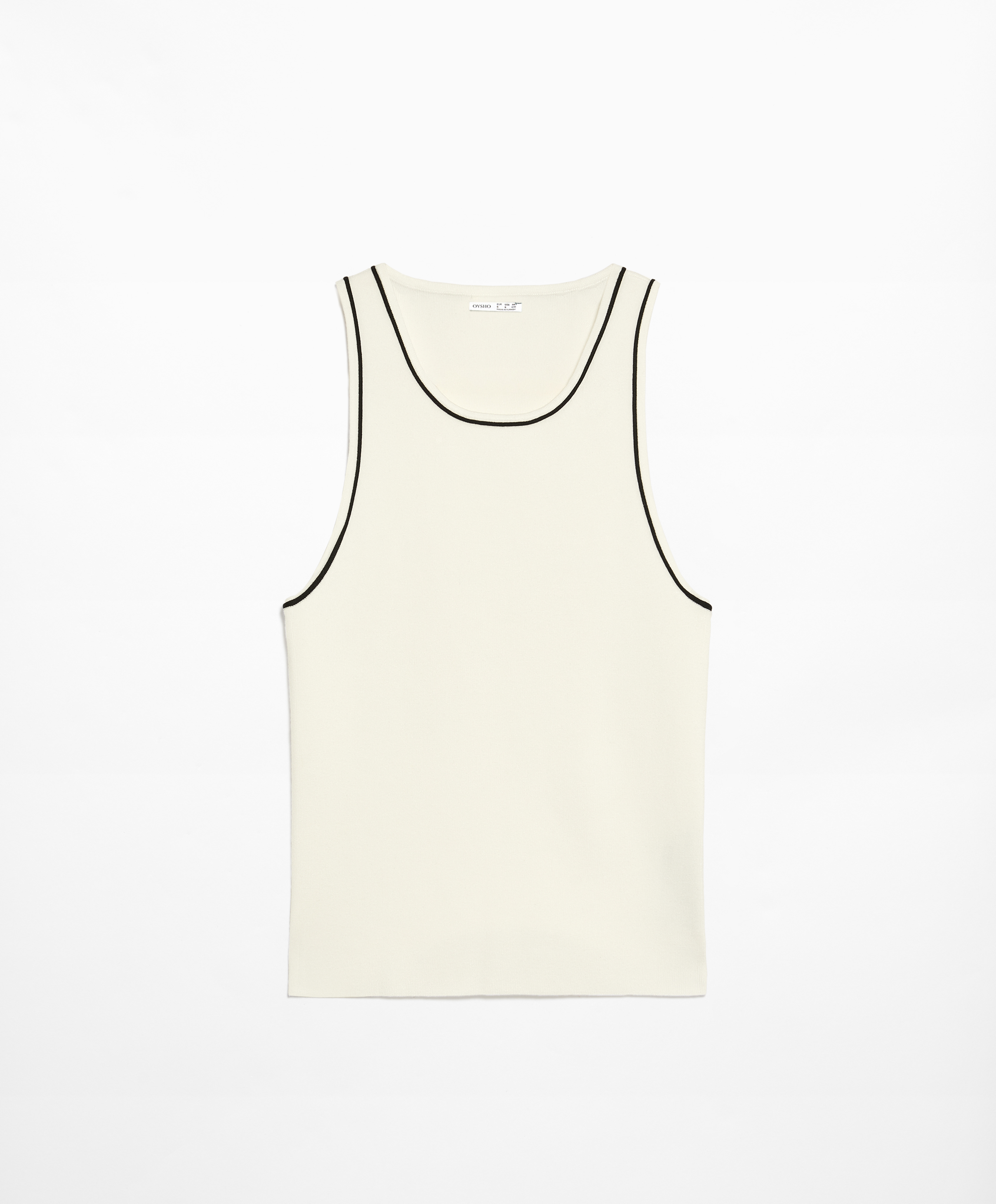 OYSHO Knit sleeveless top with contrast trim