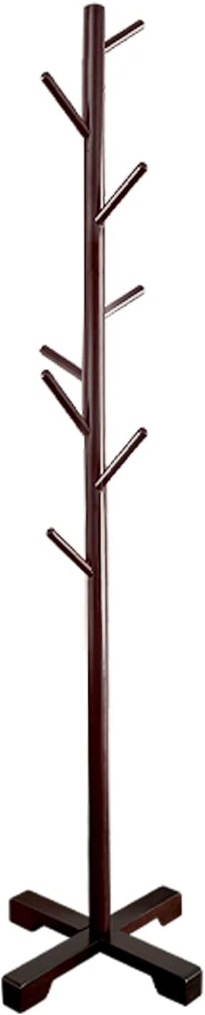 Wooden Coat Rack Stand With 8 Hooks Hall Tree Bamboo Coat Hanger Freestanding Entryway,Hallway, Bedroom, Office for Clothes, Jacket, Scarves (Brown)