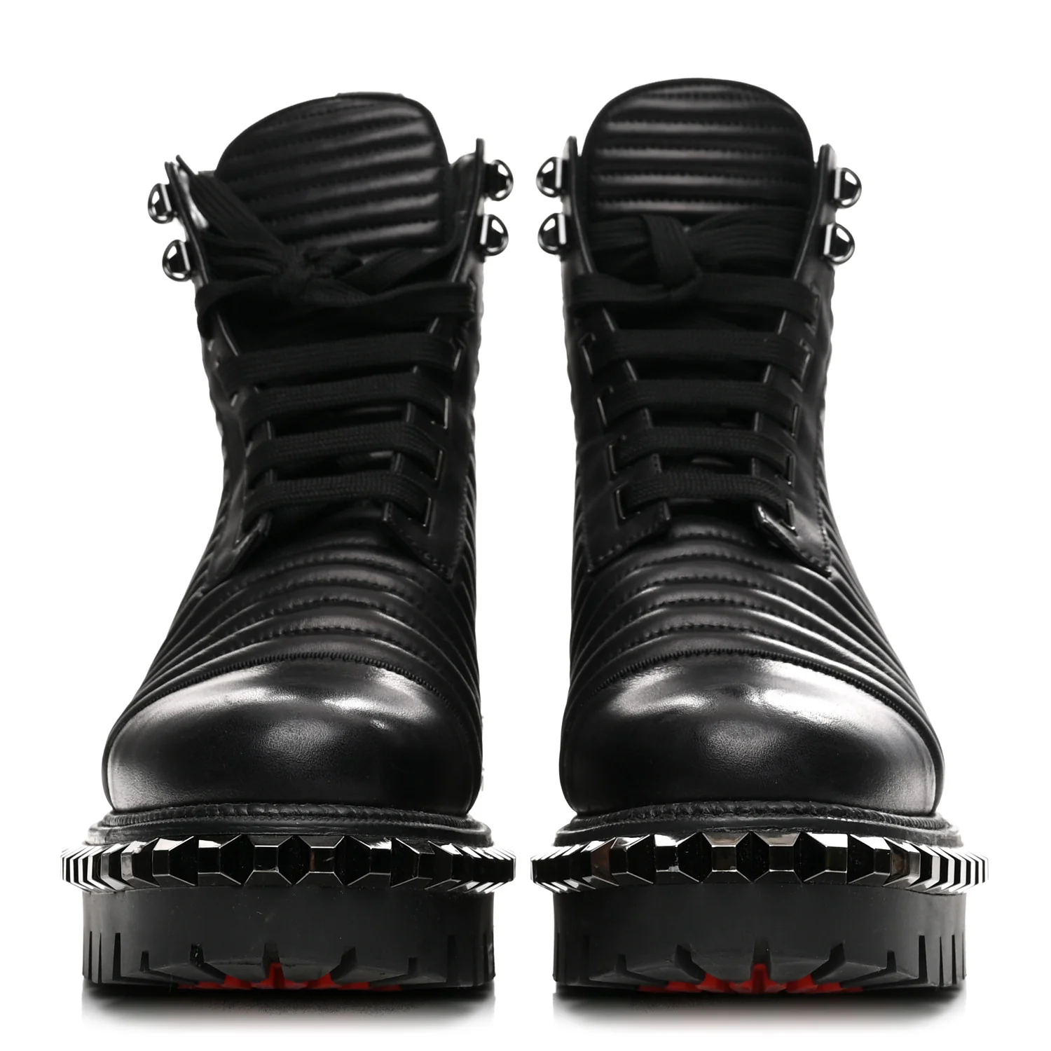 Calfskin Quilted Yetota Combat Boots 37 Black - Top Club