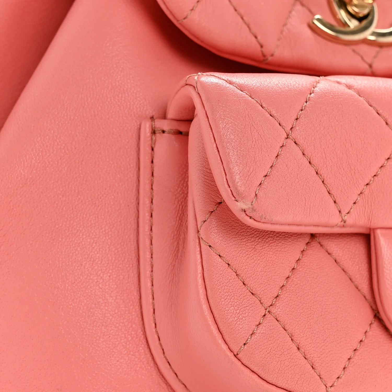 Lambskin Quilted Small Duma Drawstring Backpack Light Pink - Top Club