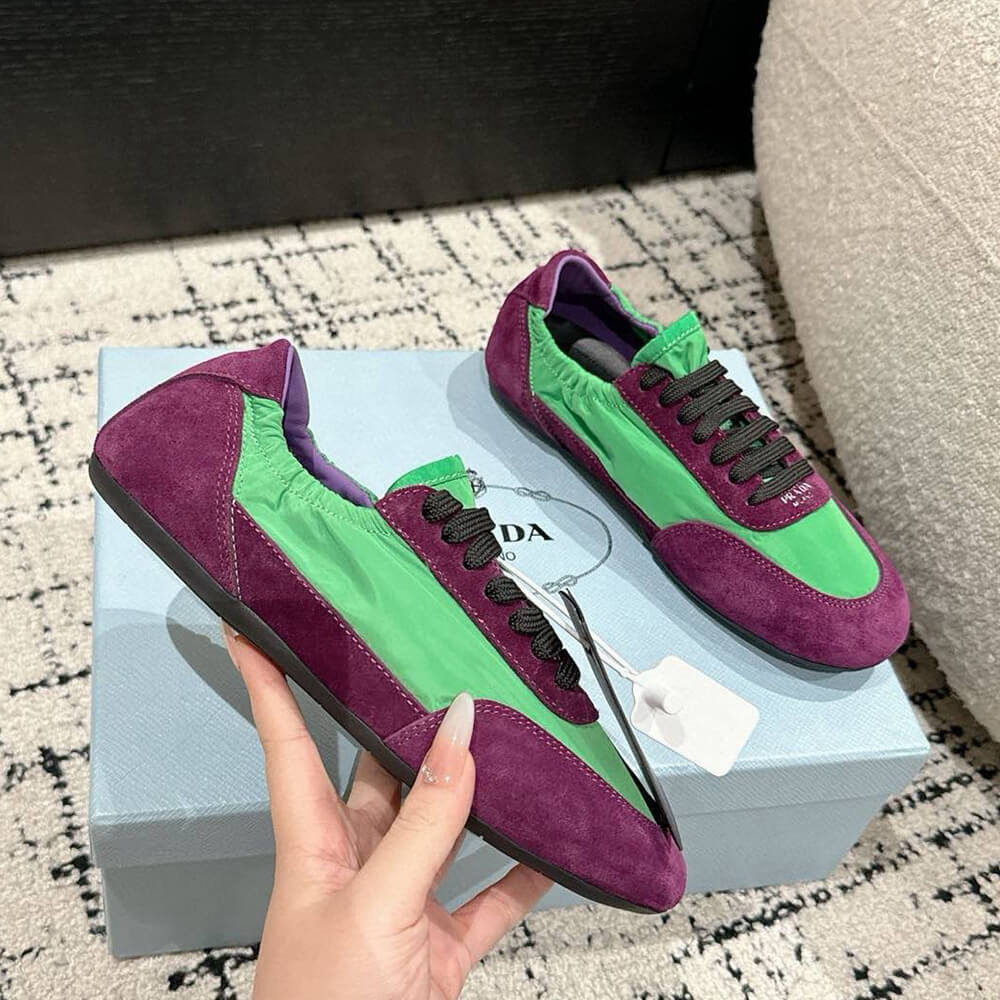PRADA Collapse Re-Nylon and suede elasticized sneakers - Top Club