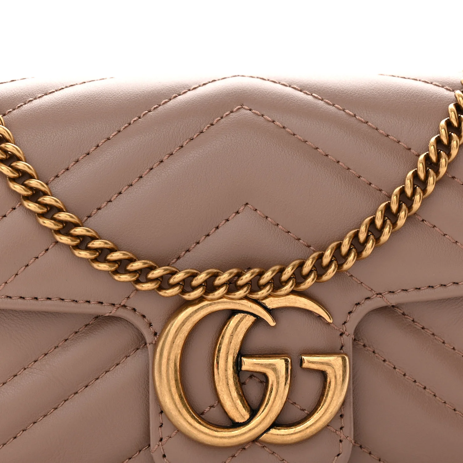 Calfskin Matelasse Super Mini GG Marmont Shoulder Bag Porcelain Rose - Top Club