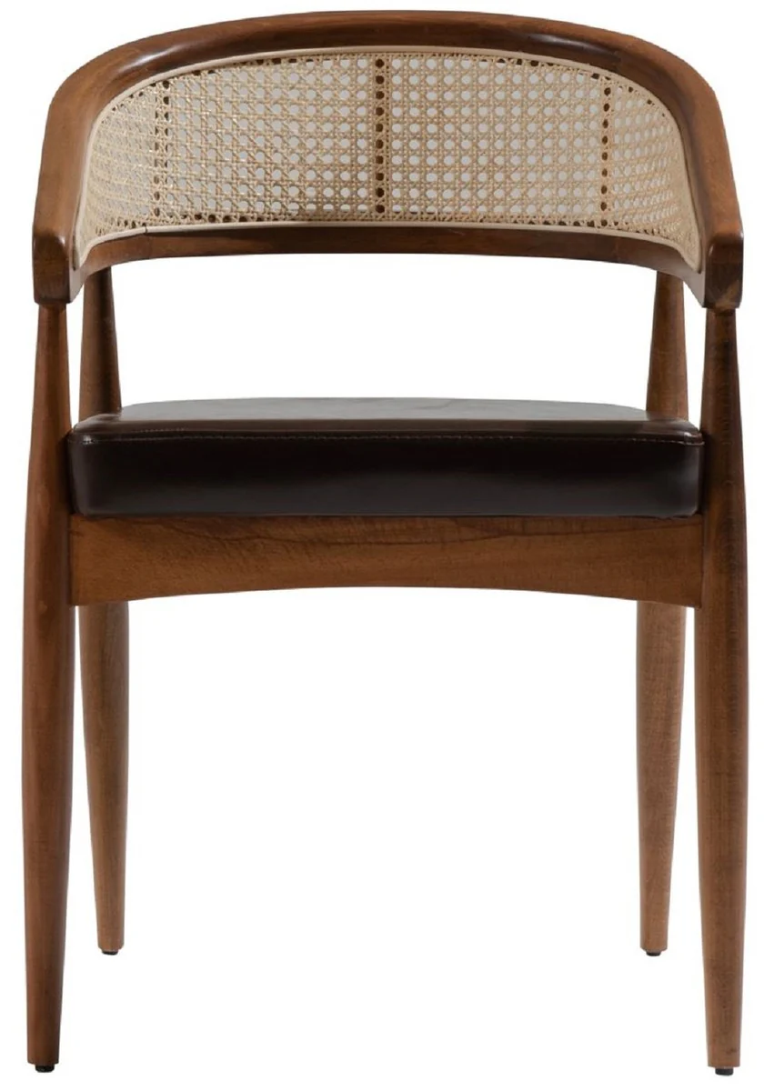 Luxury dining room chair with armrests brown / natural / black H. 79 cm