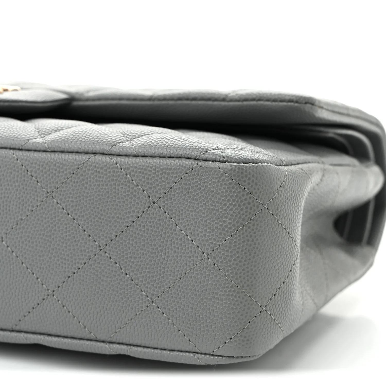 Caviar Quilted Medium Double Flap Grey - Top Club