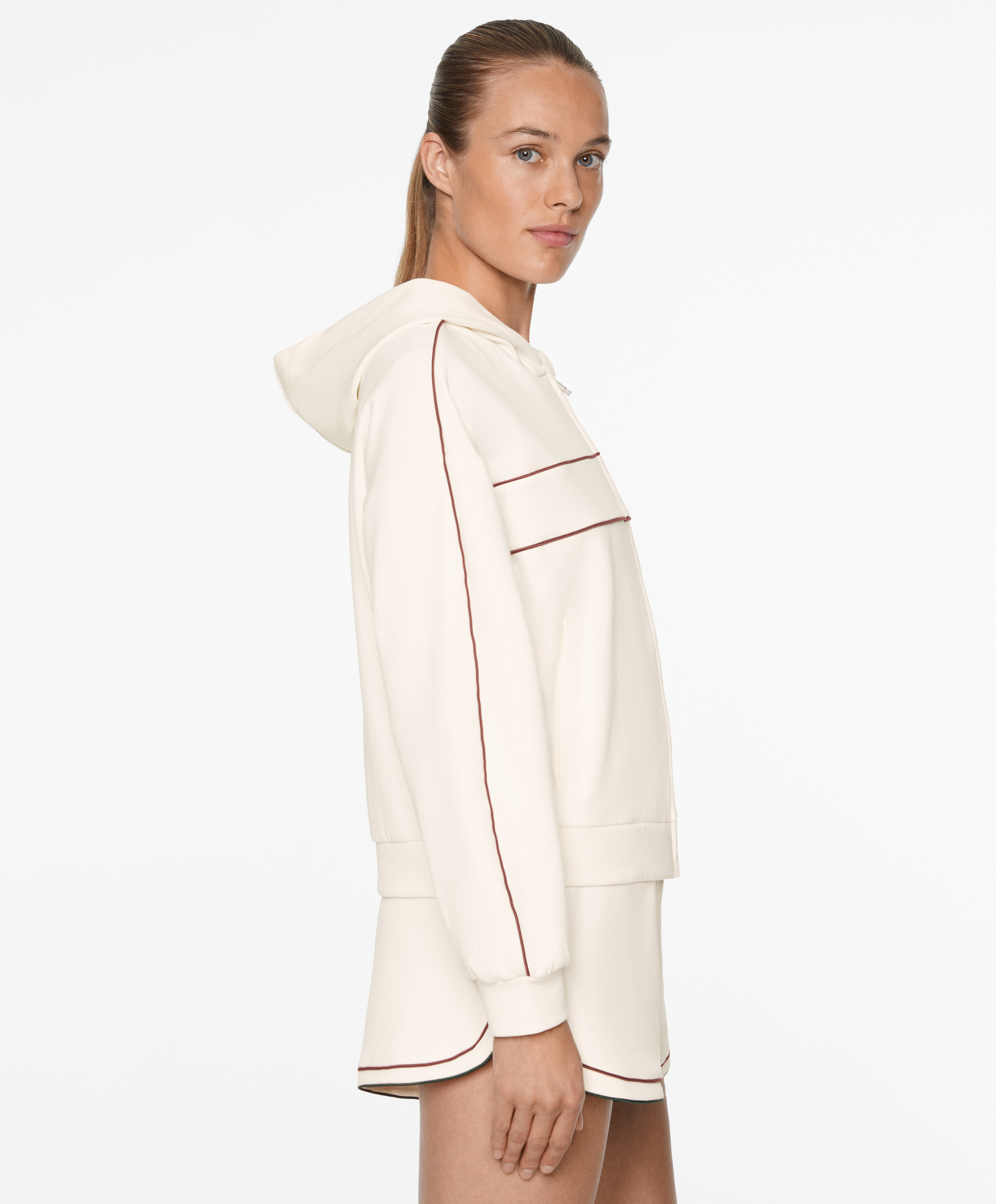 OYSHO Cotton blend pique jacket with piping