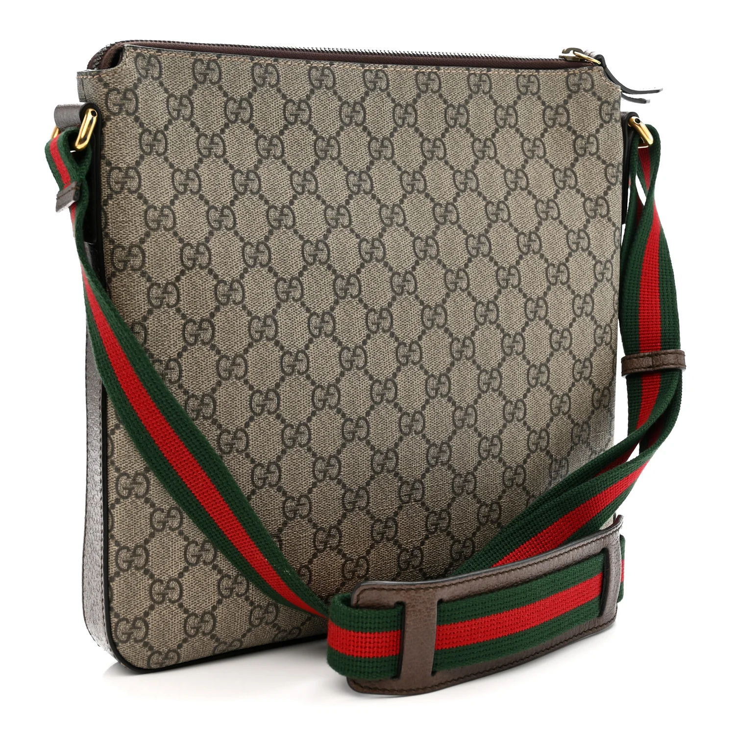 Soft GG Supreme Monogram Courrier Web Medium Flat Messenger Bag Beige New Acero Multicolor - Top Club