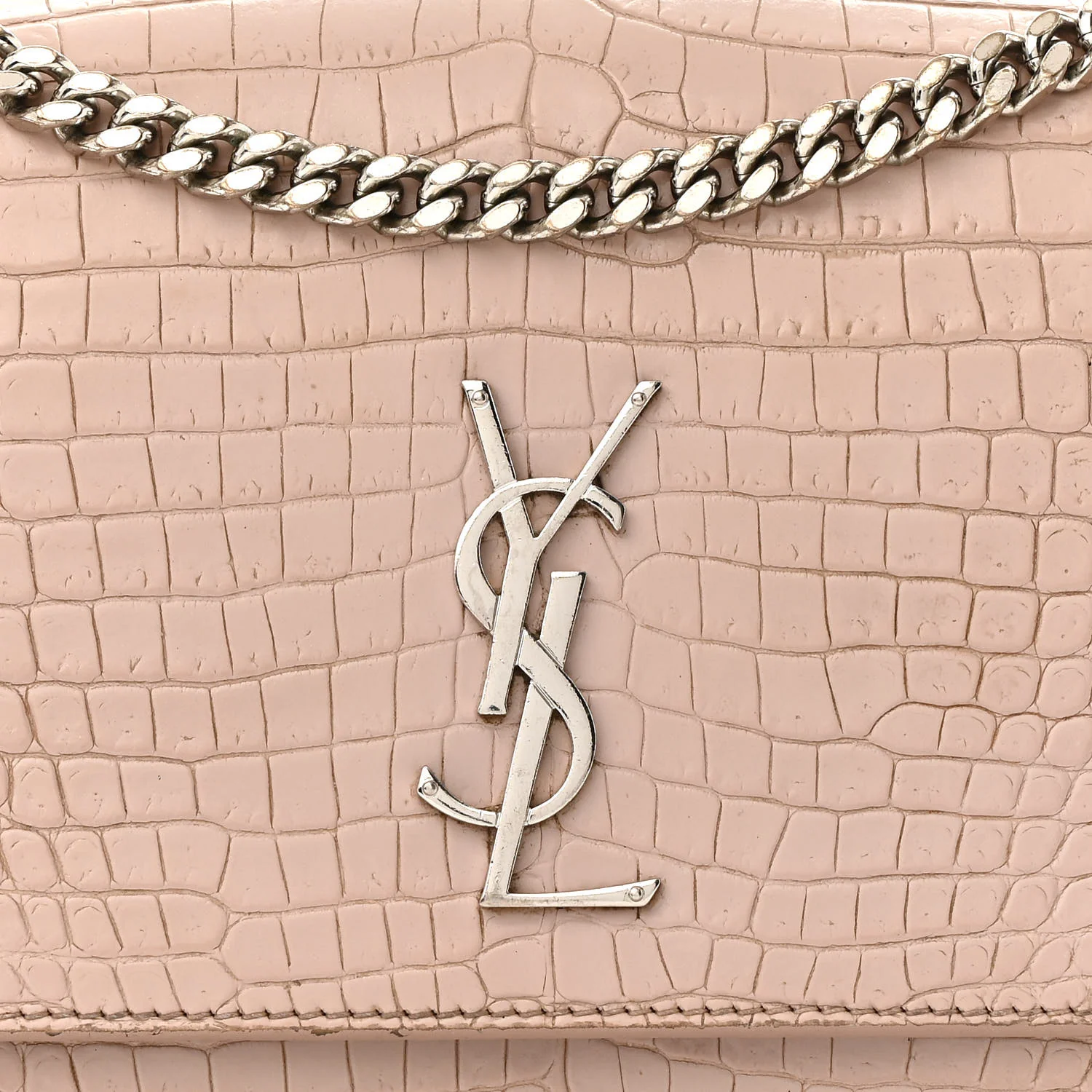Calfskin Crocodile Embossed Medium Monogram Sunset Rose Antic - Top Club