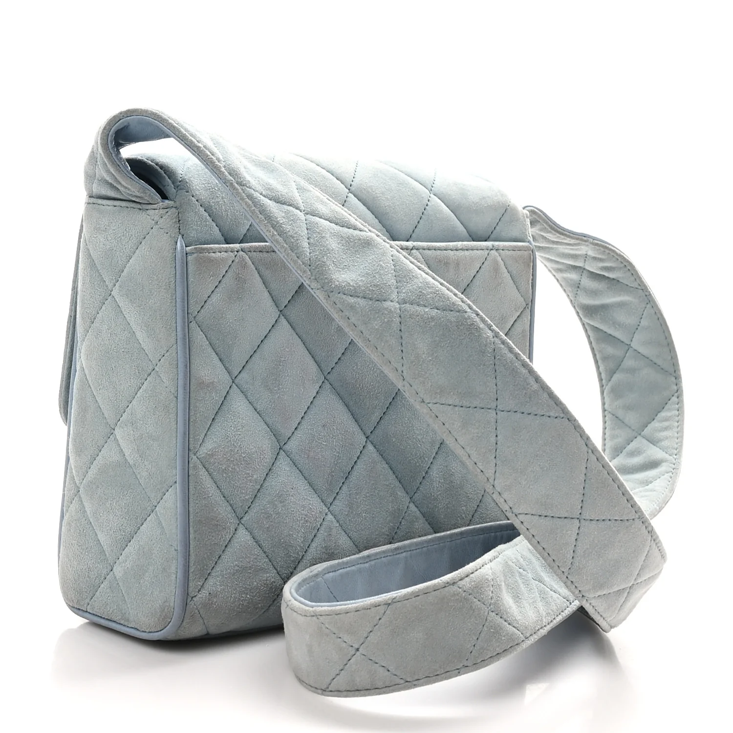 Suede Small Messenger Flap Light Blue - Top Club