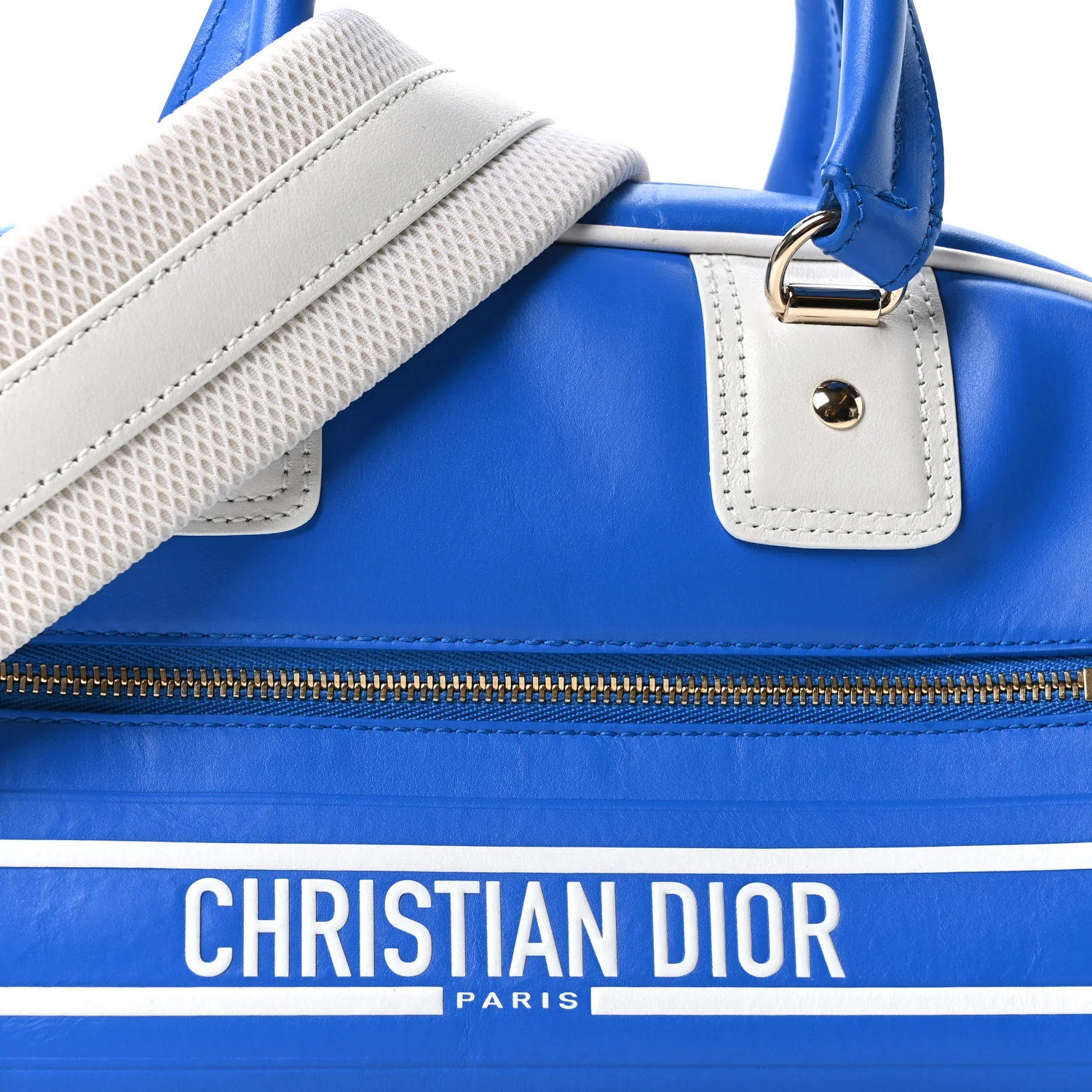 Calfskin Small Dior Vibe Zip Bowling Bag Blue - Top Club