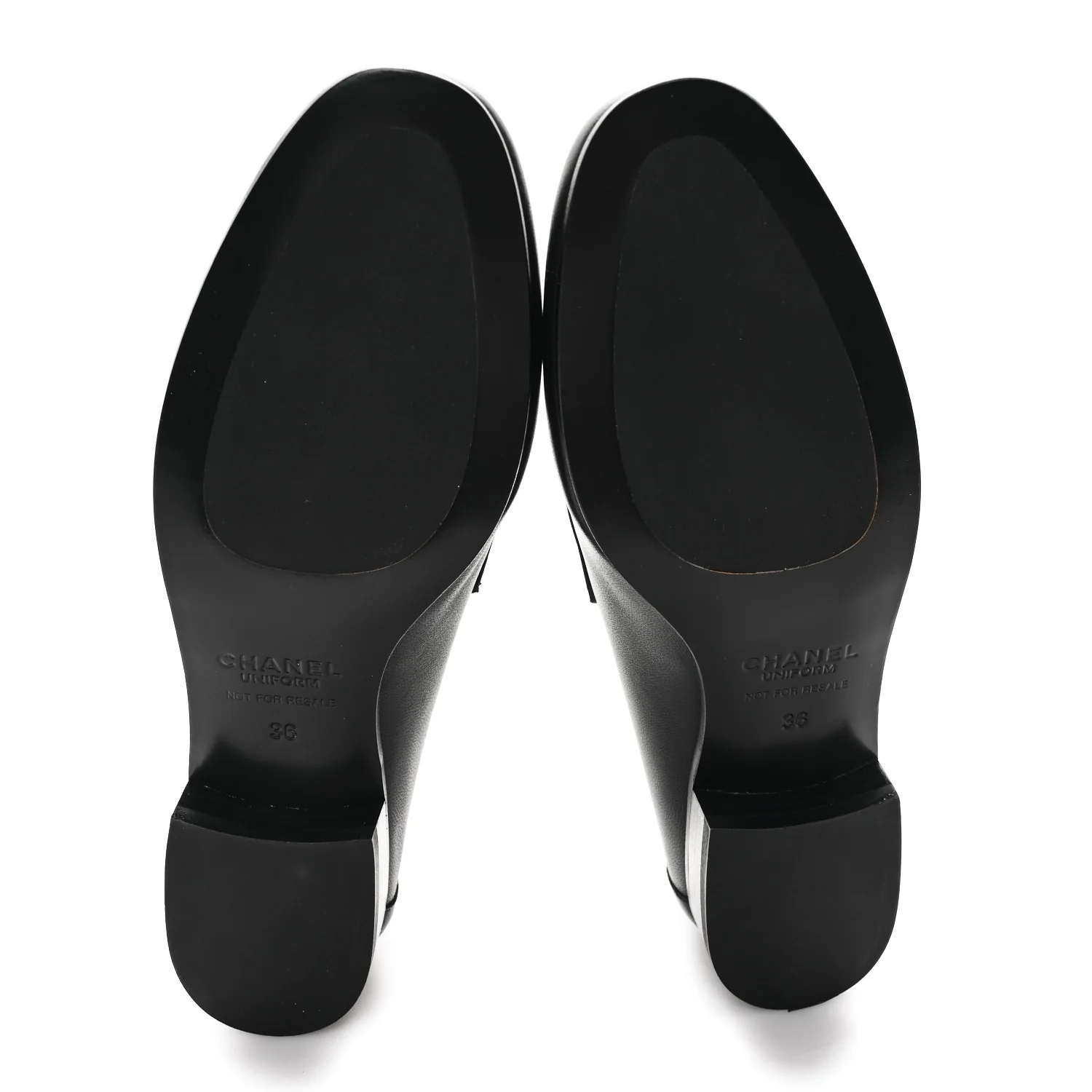 Calfskin Womens Stitched CC Loafers 36 Black - Top Club