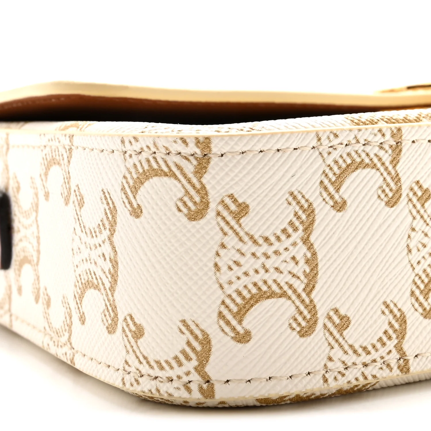 Canvas Calfskin Triomphe Shoulder Bag White - Top Club