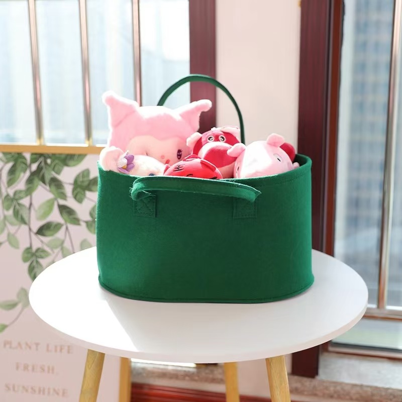 Large Oval Felt Fabric Storage Box Cubes Collapsible Toy Chest & Organizer Basket for Kids & Teen Storage Handles