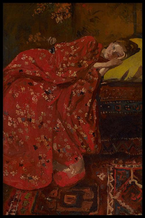 Walljar poster ingelijst - Breitner - Meisje In Rode Kimono Poster ingelijst - 70 x 100 cm