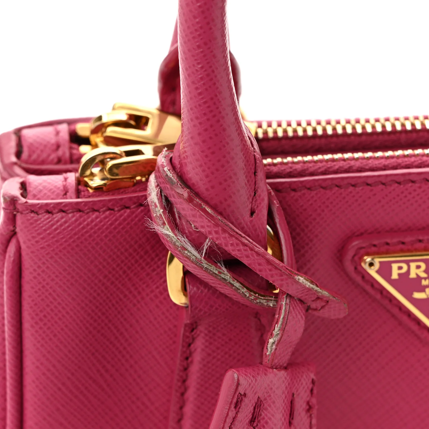 Saffiano Lux Micro Galleria Double Zip Tote Fuxia - Top Club
