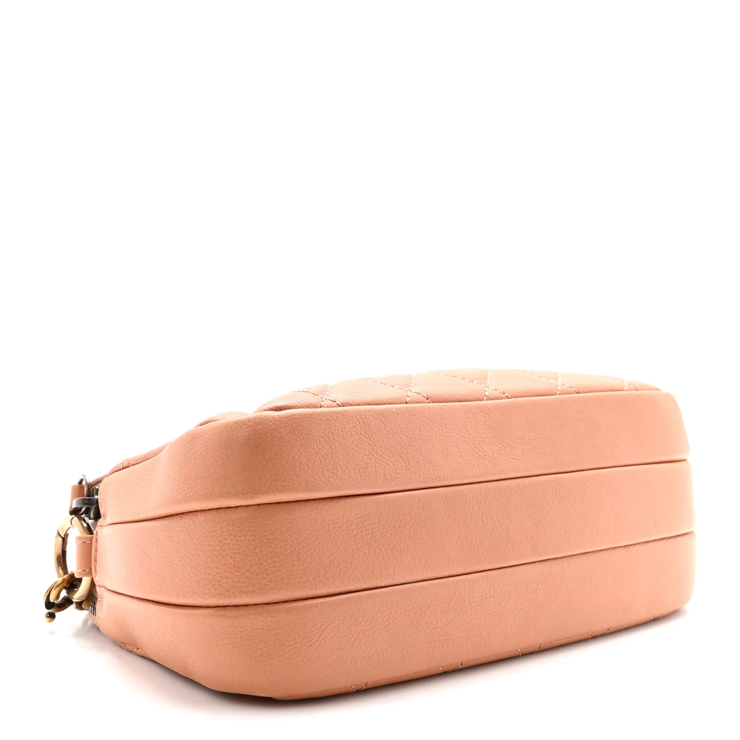 Calfskin Quilted Crown CC Double Zip Bag Beige - Top Club