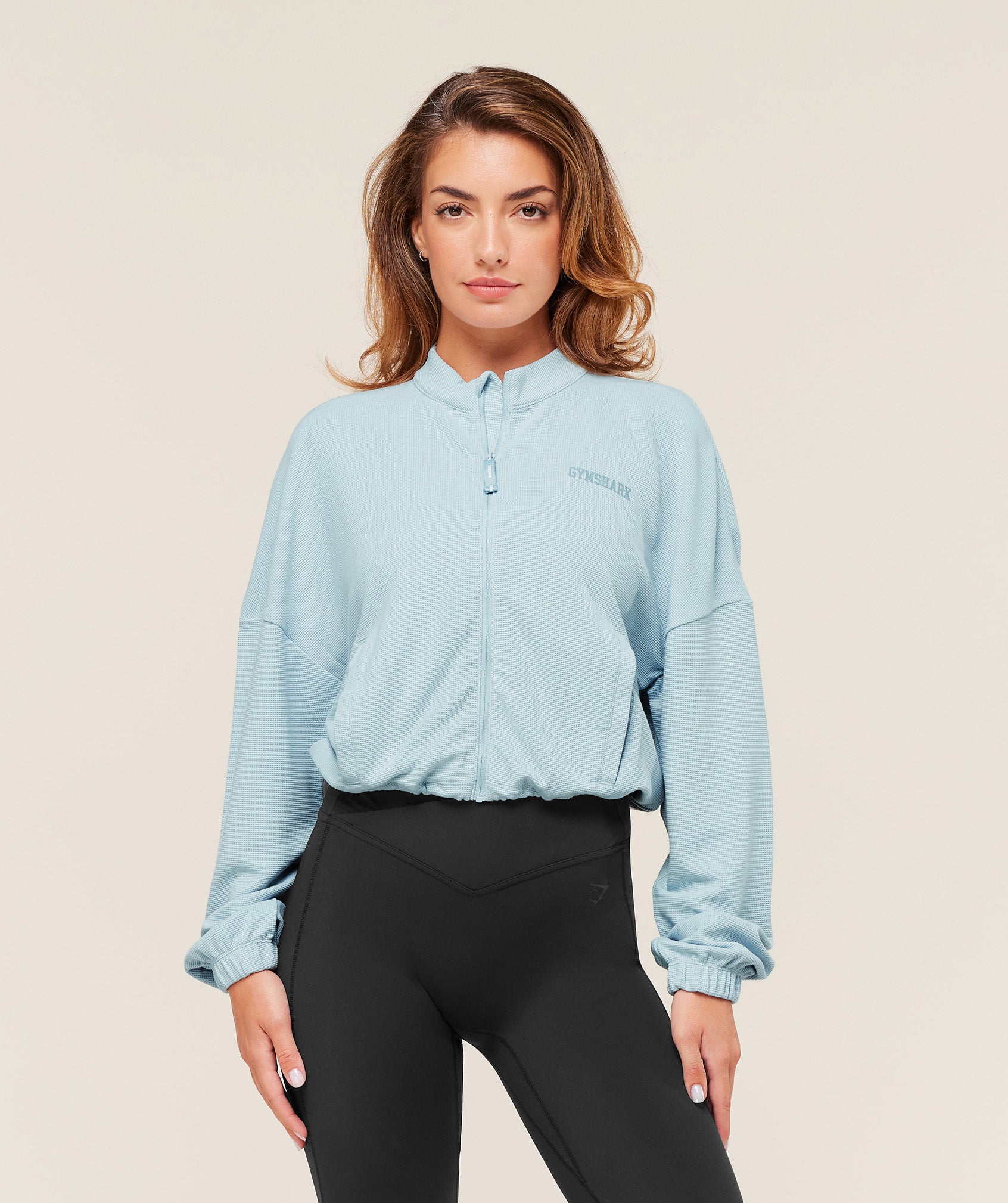 COACH Waffle Midi Zip Up Jacket