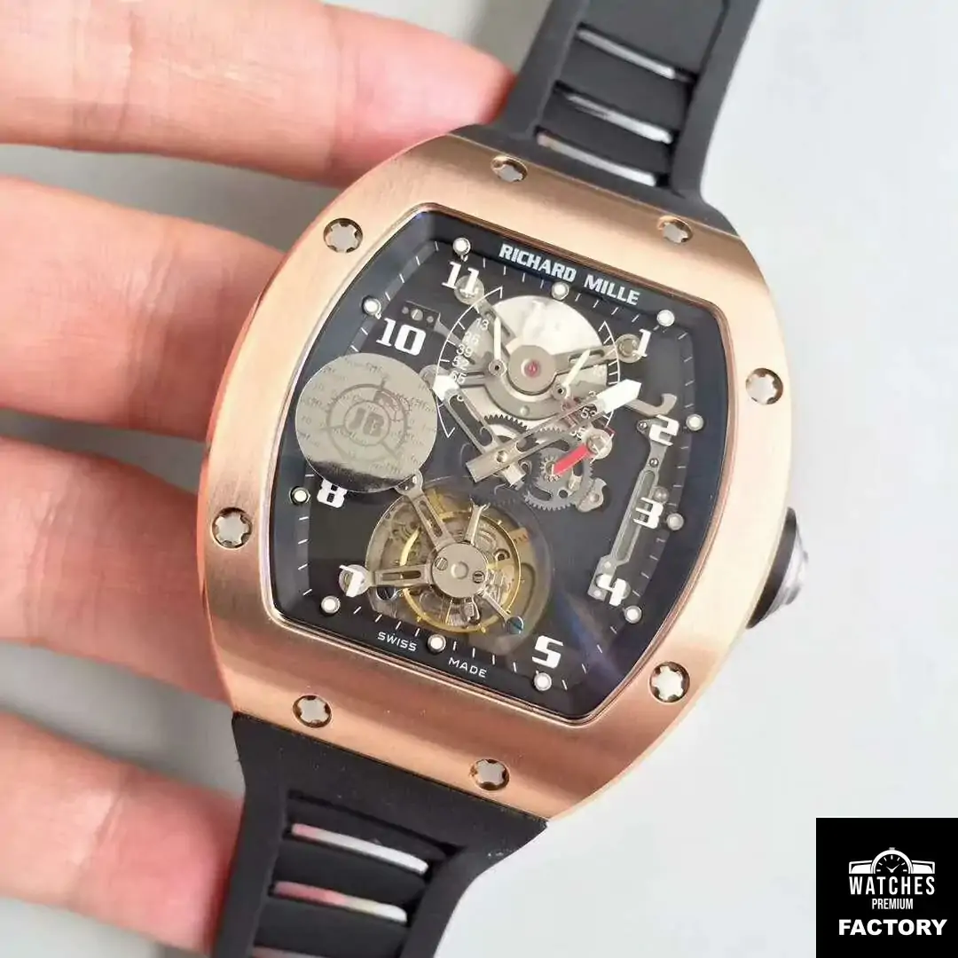 Richard Mille RM001 Rose Gold Tourbillon JB Factory Black Dial