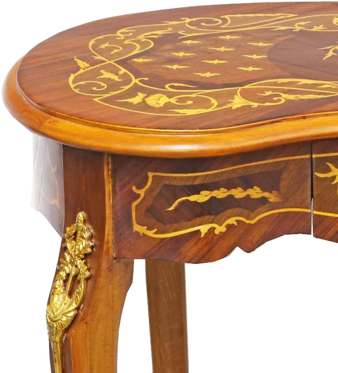 Baroque side table with drawer brown inlay - antique style side table - telephone table - furniture