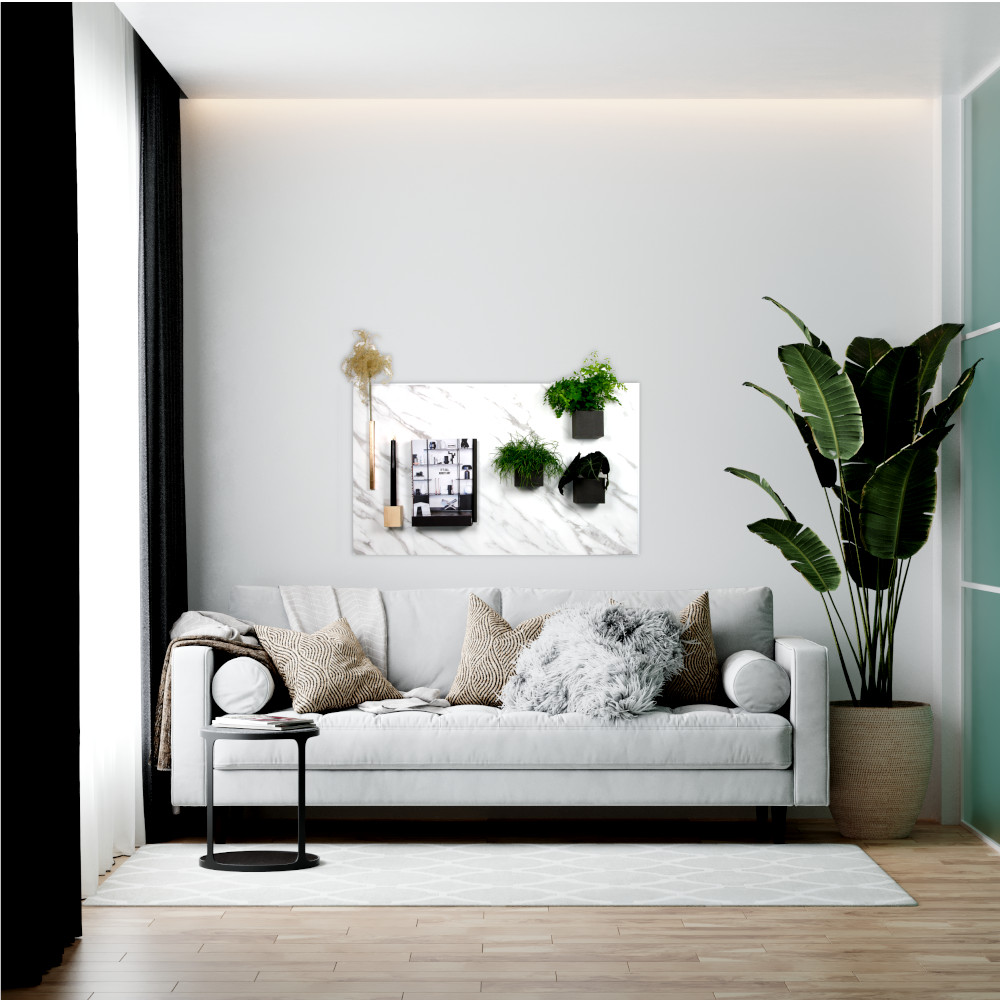 Magneetbord dessin - marmer wit 60x140 cm