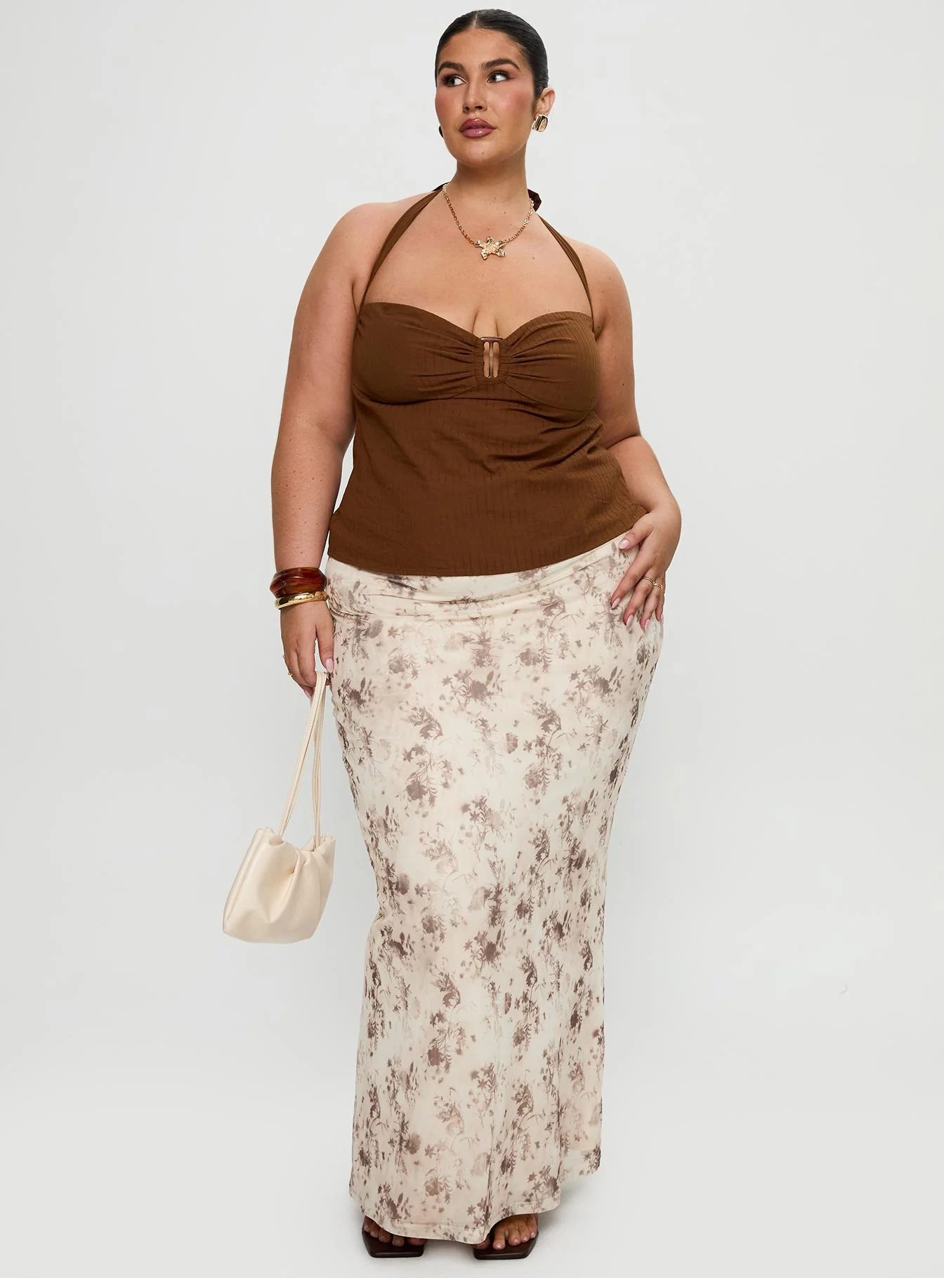 Isabetta Halter Top Chocolate Curve