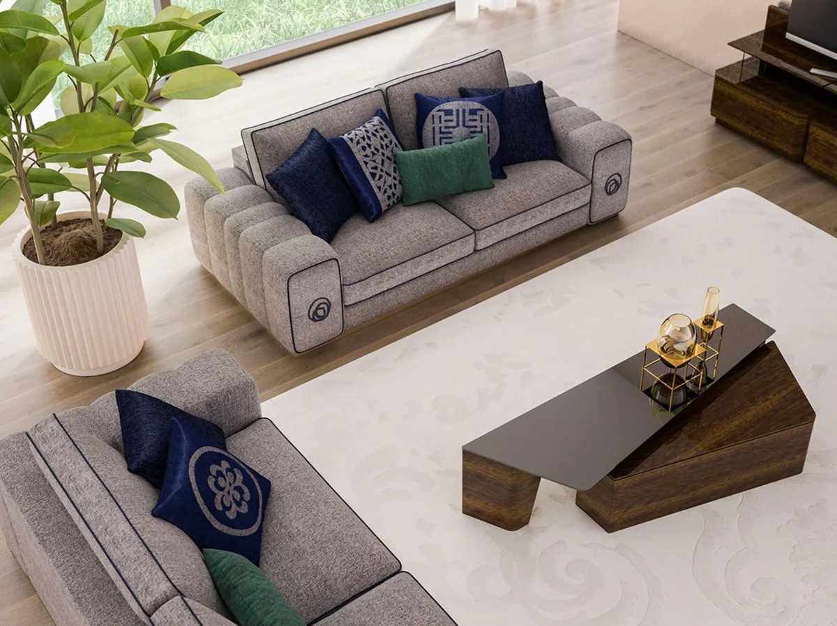 Luxury Coffee Table Set Brown - 2 Rectangular Living Room Tables - Luxury Living Room Furniture