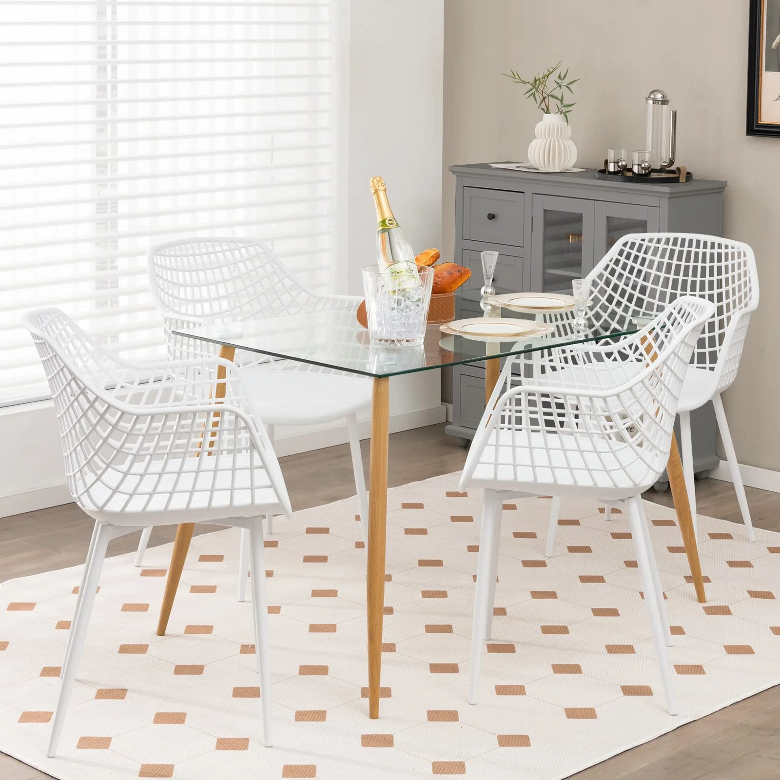 BEFOUNDLOVELY Modern Dining Chairs Set of 4 - Arm Chair with 15