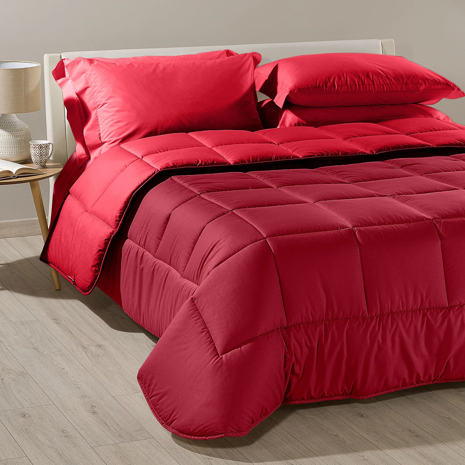 Single Bicolor Cotton Quilt Bordeaux Caleffi