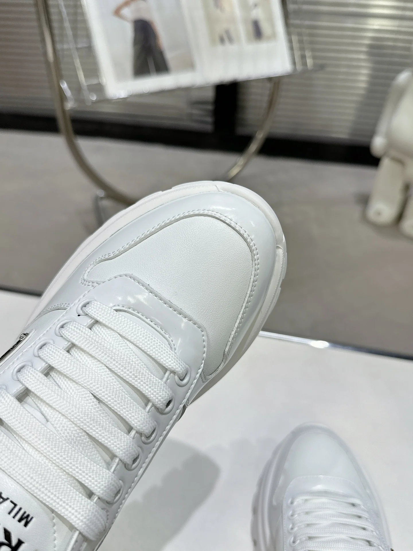 Unisex Prada White Chunky Platform Sneakers With Triangle Logo - Sneaker Replica Workshop