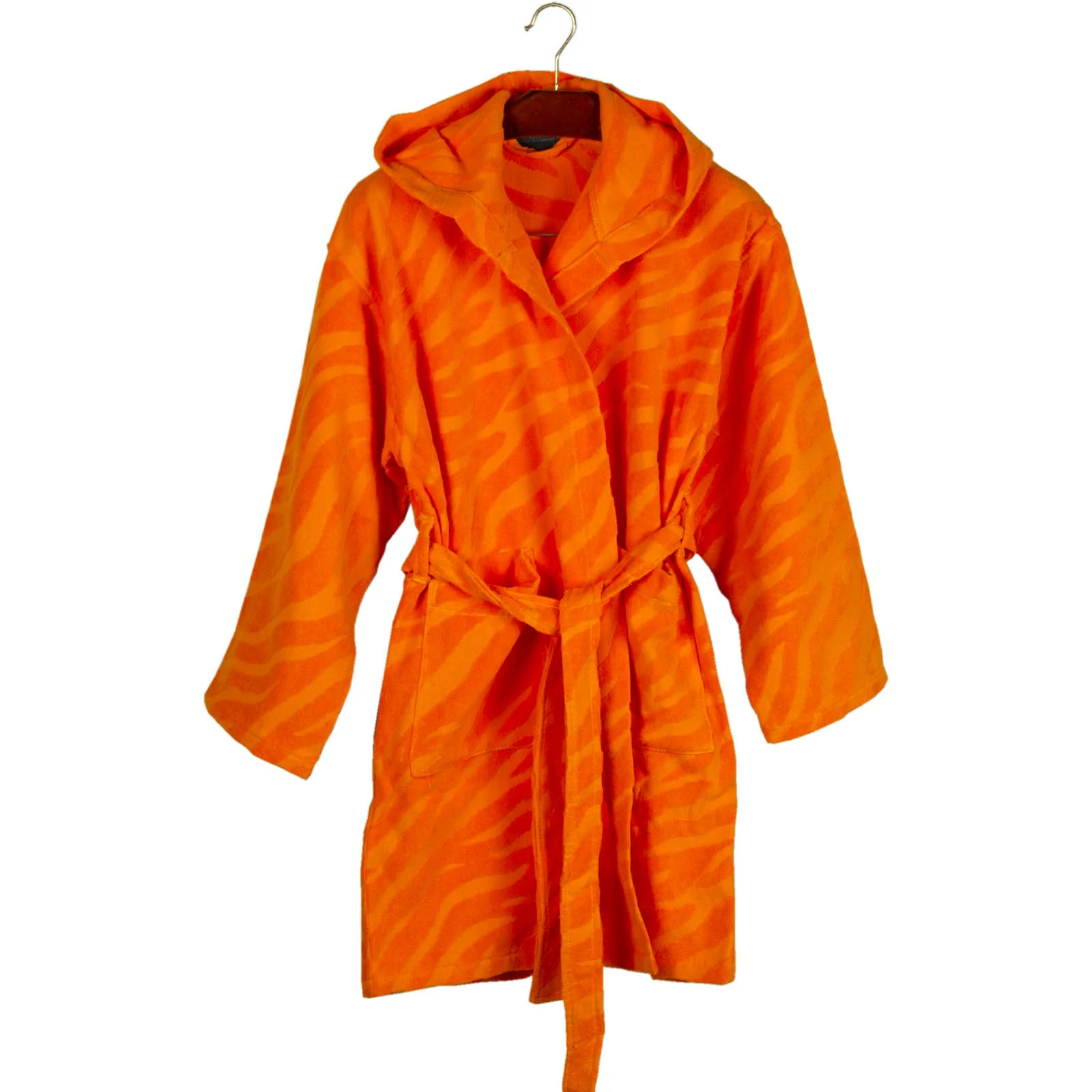 Accappatoio Con Cappuccio Corto In Spugna Ifaty Tg. L Orange Carrara
