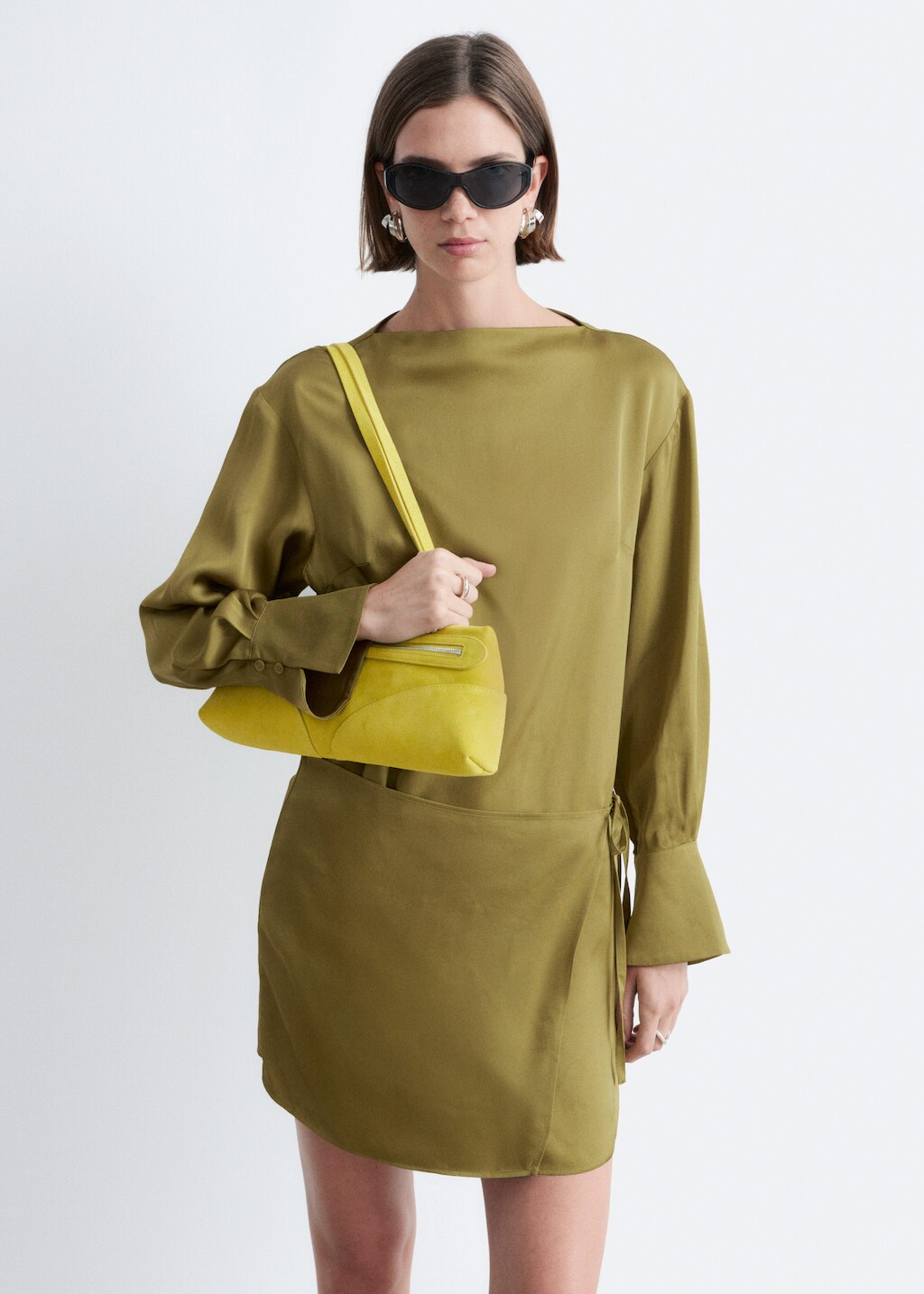 & Other Stories SATIN TIE-CLOSURE MINI DRESS