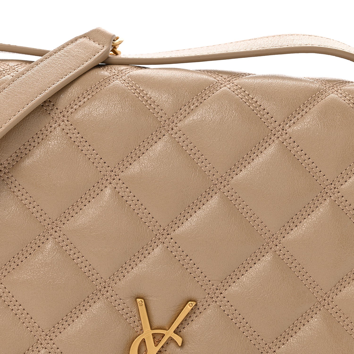 Lambskin Quilted Mini Becky Chain Bag Dark Beige - Top Club