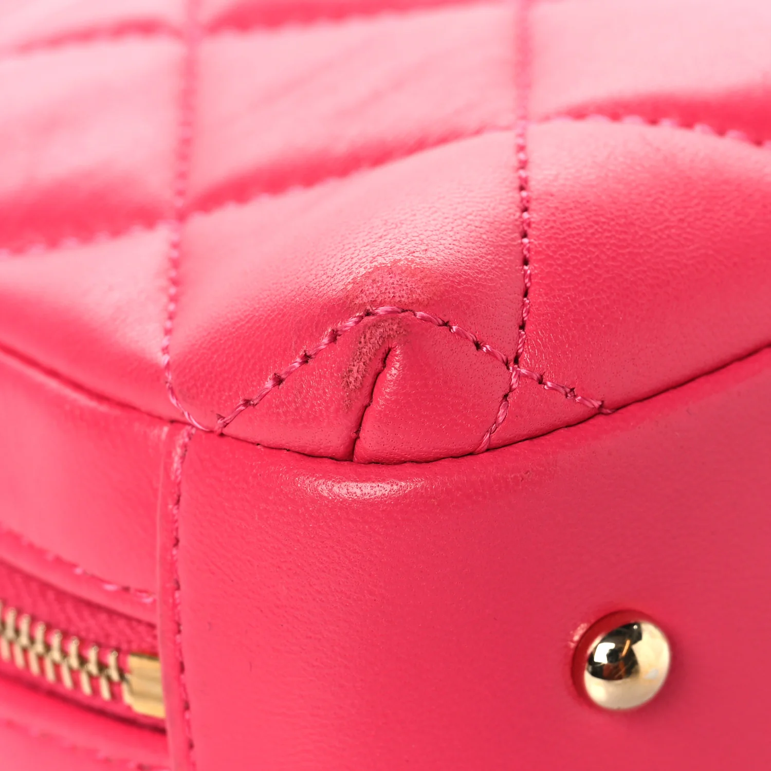 Lambskin Quilted Small Trendy CC Bowling Bag Pink - Top Club