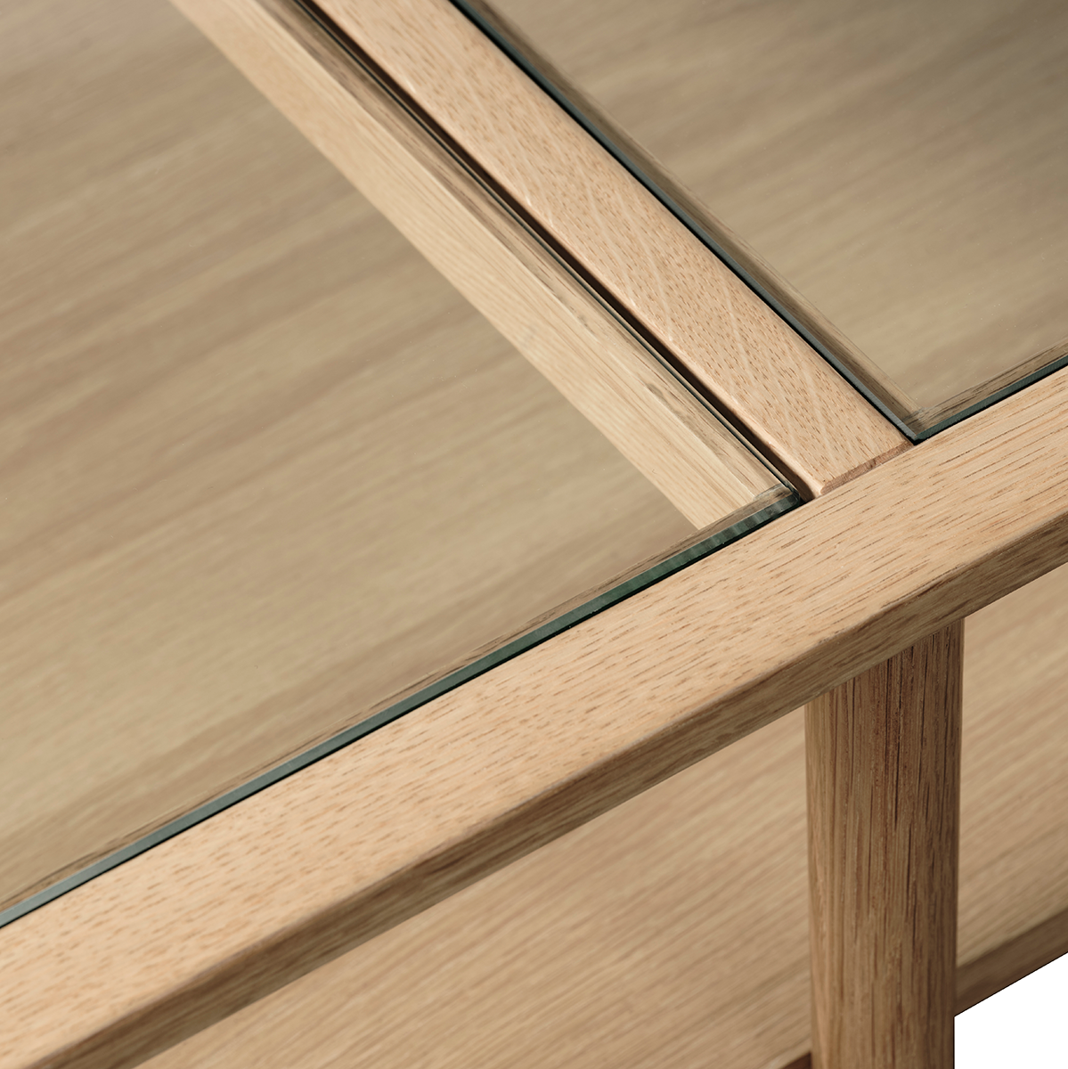 Salontafel Boris eikenhout met glazen tafelblad Naturel