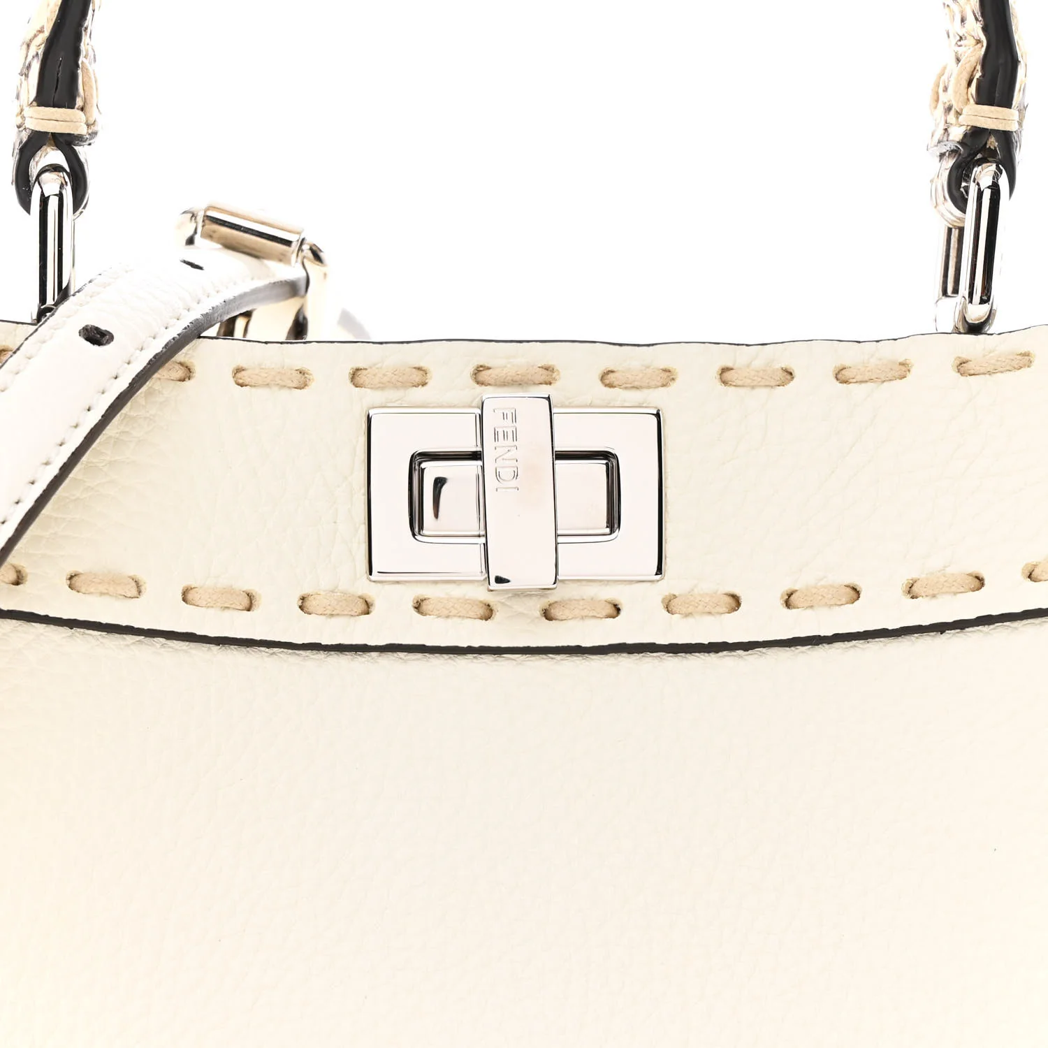 Cuoio Romano Snakeskin Selleria Mini Peekaboo Iconic Satchel White Stone - Top Club