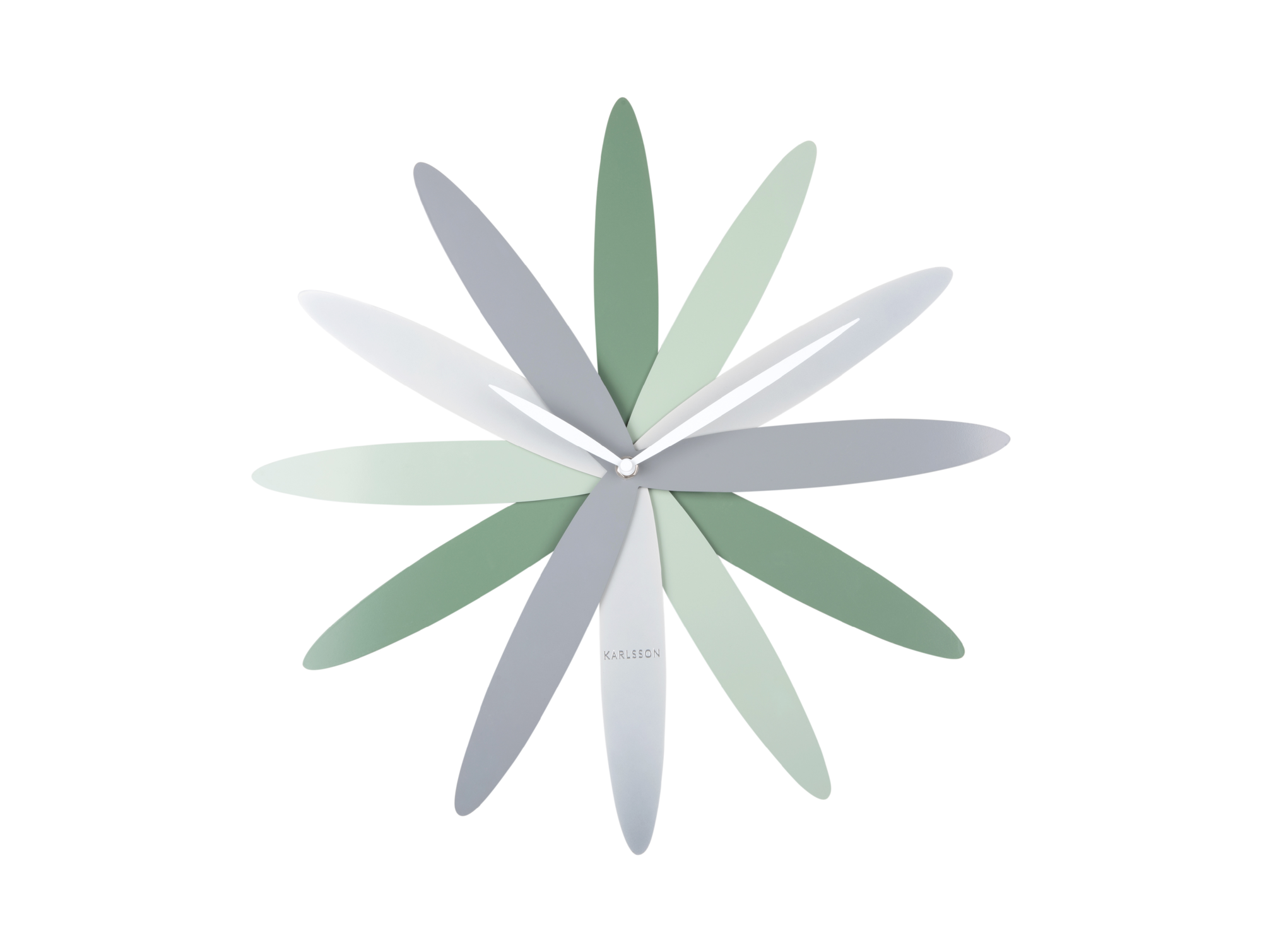 Wall clock Bloom metal green tones