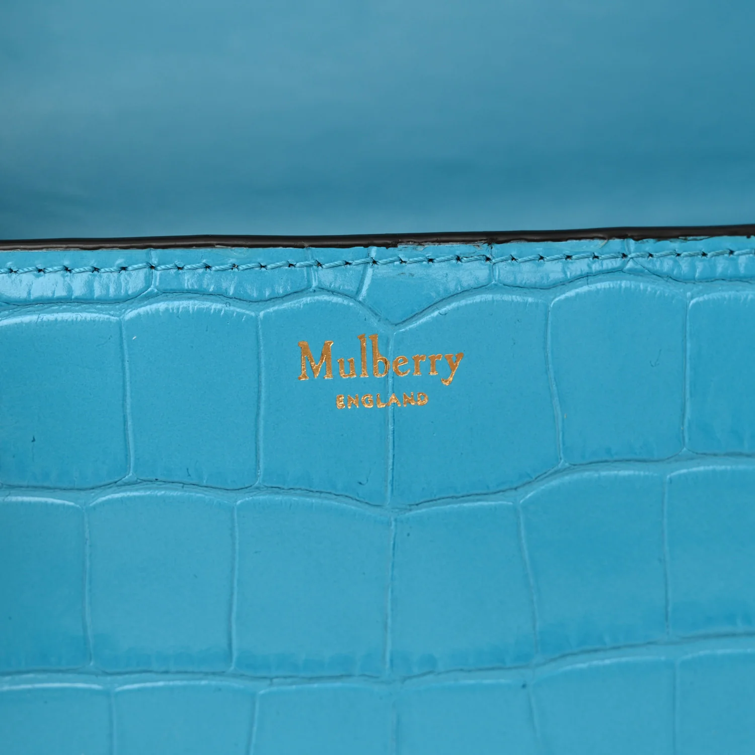 Deep Calfskin Crocodile Embossed Small Darley Azure - Top Club