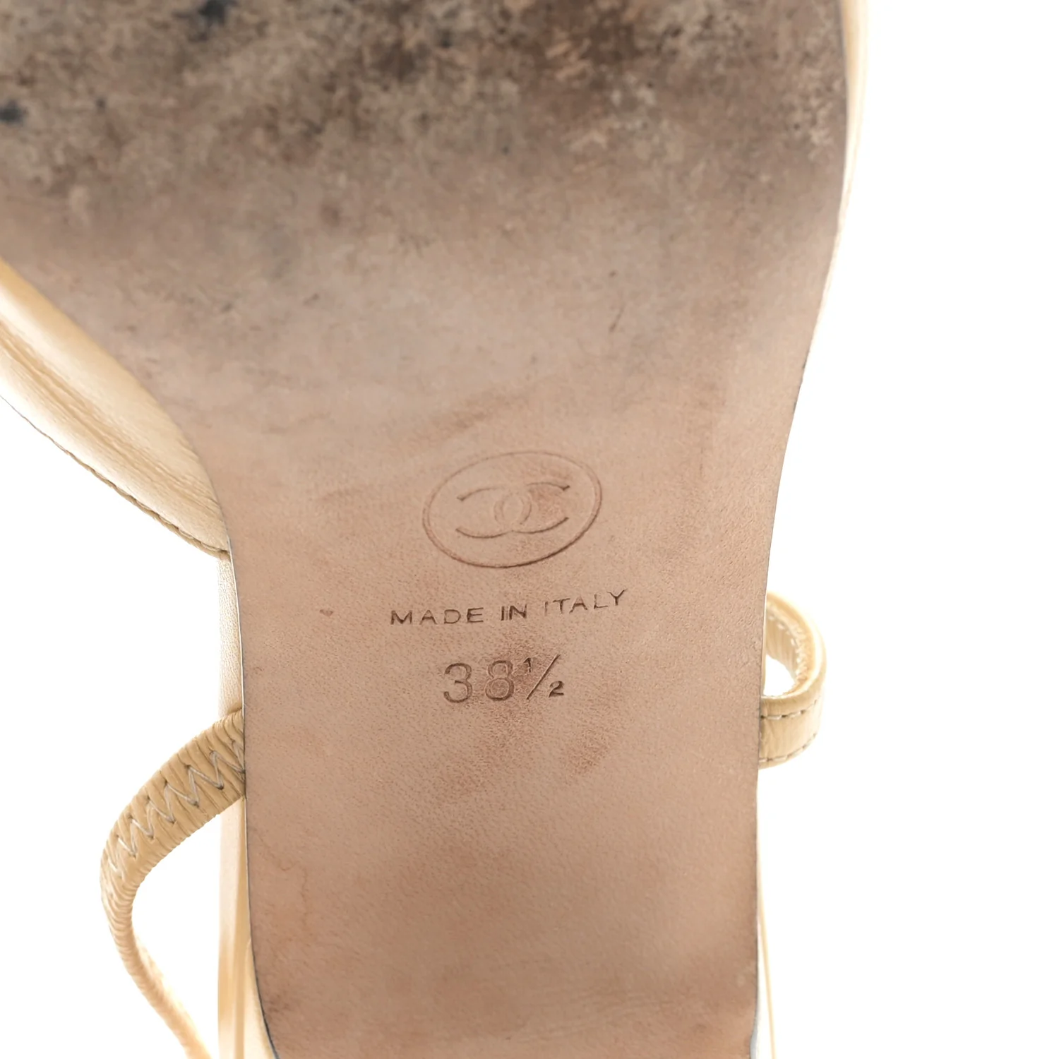 Goatskin Grosgrain Cap Toe CC Slingback Pumps 38.5 Beige Black - Top Club