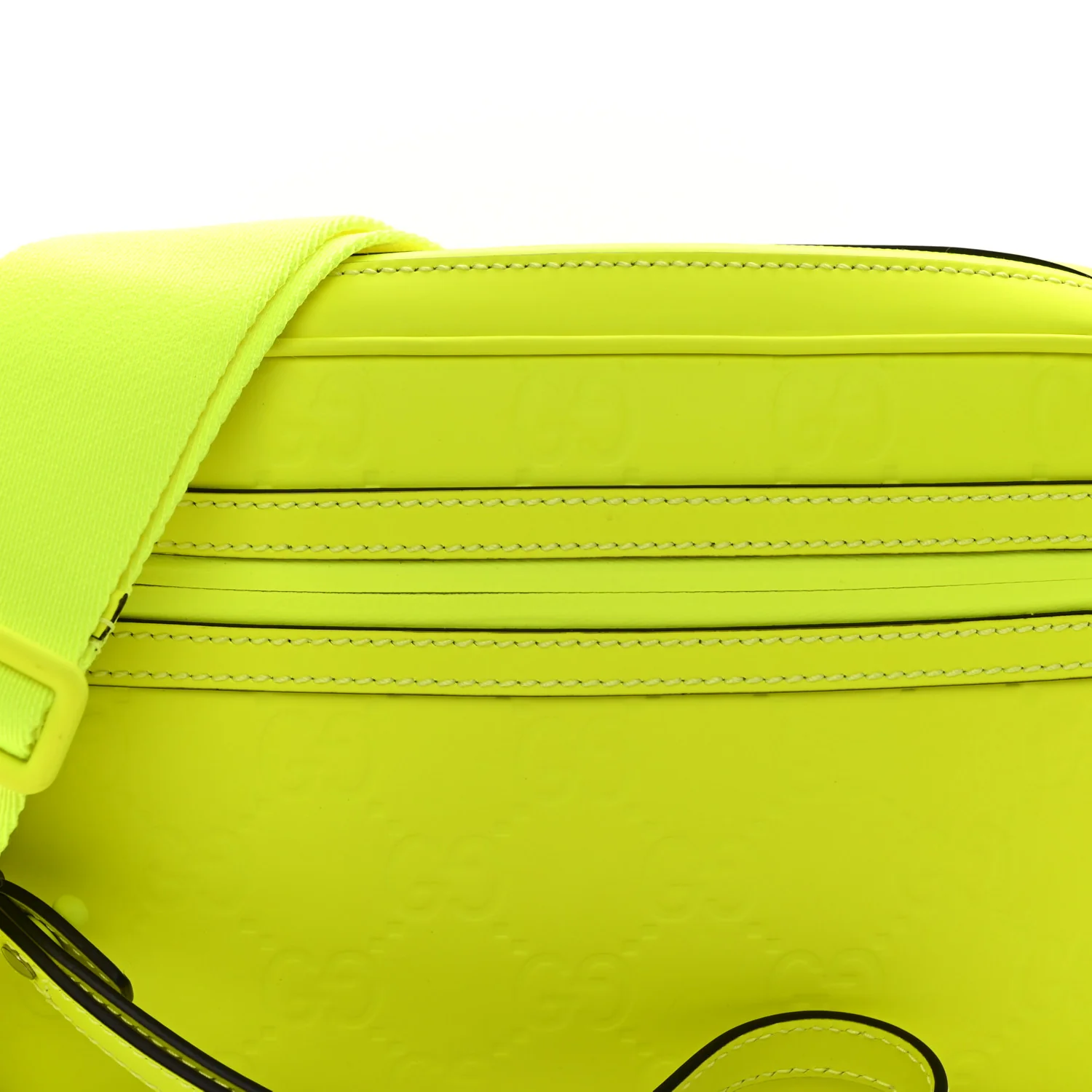 Rubber Effect Monogram GG Crossbody Bag Fluorescent Yellow - Top Club
